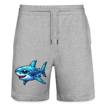 Requin - Short de jogging bio TRAINER Stanley/Stella unisexe - gris chiné - Devant - Nik (191cm) & Marisol (170cm)
