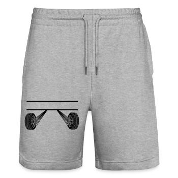 Autorennen-Namensbanner 4 - Stanley/Stella Unisex Bio Joggingshorts Trainer  - Grau meliert - Vorne - Nik (191cm) & Marisol (170cm)