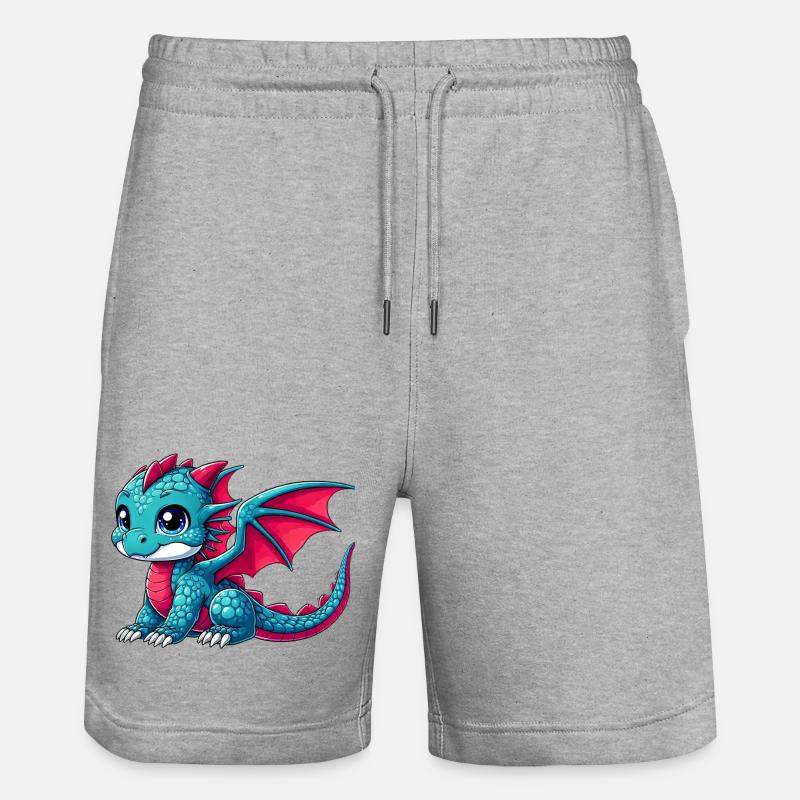 Drache - Stanley/Stella Unisex Bio Joggingshorts Trainer  - Grau meliert