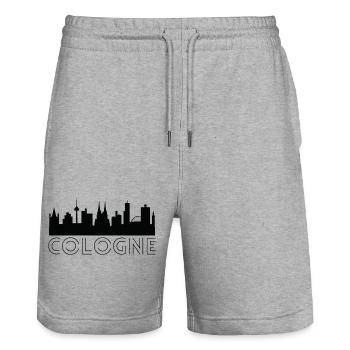 Köln Motiv mit Silhoutte der Stadt in weiss - Stanley/Stella Unisex Bio Joggingshorts Trainer  - Grau meliert - Vorne - Nik (191cm) & Marisol (170cm)