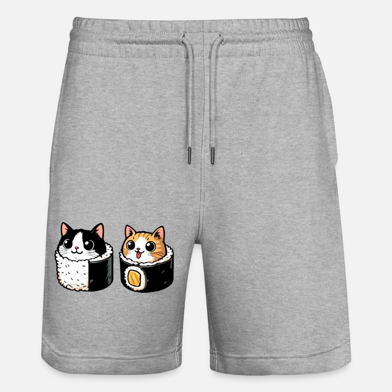 Neko Maki Mix : Le Chat Sushi - Short de jogging bio TRAINER Stanley/Stella unisexe - gris chiné