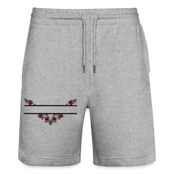 Flower Decorative Banner - Stanley/Stella Trainer Unisex Organic Jogging Shorts - heather grey - Front - Nik (191cm) & Marisol (170cm)