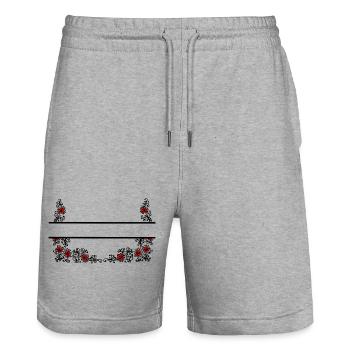 Flower decoration banner - Stanley/Stella Trainer Unisex Organic Jogging Shorts - heather grey - Front - Nik (191cm) & Marisol (170cm)