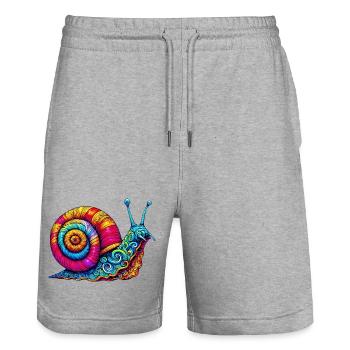 Escargot - Short de jogging bio TRAINER Stanley/Stella unisexe - gris chiné - Devant - Nik (191cm) & Marisol (170cm)