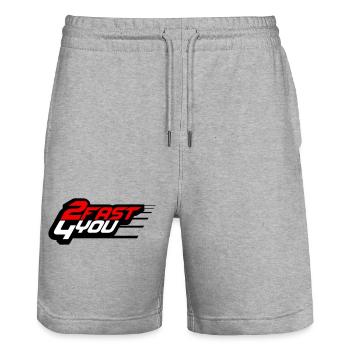 Too Fast for You Saying 2 Too Fast 4 For You - Stanley/Stella Trainer Unisex Organic Jogging Shorts - heather grey - Front - Nik (191cm) & Marisol (170cm)
