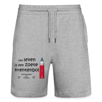 Texel, Niederlande, Spruch auf niederländisch - Stanley/Stella Unisex Bio Joggingshorts Trainer  - Grau meliert - Vorne - Nik (191cm) & Marisol (170cm)