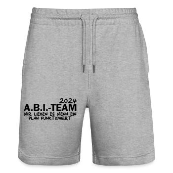 Abi Team 2024 Abimotto - Stanley/Stella Unisex Bio Joggingshorts Trainer  - Grau meliert - Vorne - Nik (191cm) & Marisol (170cm)