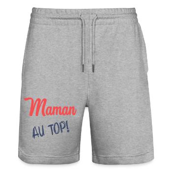 MOM. MOTHER'S DAY. HAPPY MOTHER'S DAY - Stanley/Stella Trainer Unisex Organic Jogging Shorts - heather grey - Front - Nik (191cm) & Marisol (170cm)