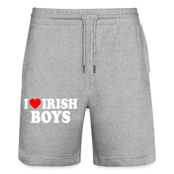 I love irish boys - Stanley/Stella Trainer Unisex Organic Jogging Shorts - heather grey - Front - Nik (191cm) & Marisol (170cm)