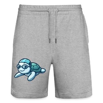 Learned Loggerhead: The Oceanic Scholar - Stanley/Stella Trainer Unisex Organic Jogging Shorts - heather grey - Front - Nik (191cm) & Marisol (170cm)
