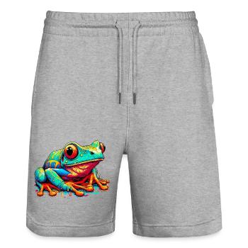 Grenouille - Short de jogging bio TRAINER Stanley/Stella unisexe - gris chiné - Devant - Nik (191cm) & Marisol (170cm)