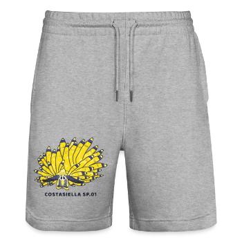 Sea snail, sapsucker, Costasiella sp.01 - Stanley/Stella Trainer Unisex Organic Jogging Shorts - heather grey - Front - Nik (191cm) & Marisol (170cm)