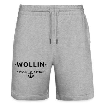 Wollin coordinates - Stanley/Stella Trainer Unisex Organic Jogging Shorts - heather grey - Front - Nik (191cm) & Marisol (170cm)