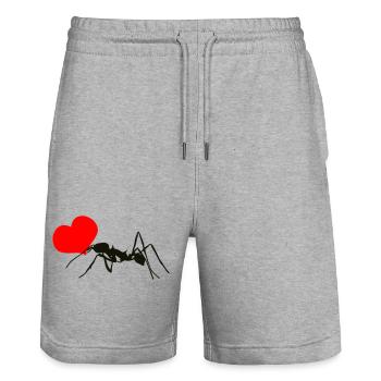 Ameise mit Herz - Stanley/Stella Unisex Bio Joggingshorts Trainer  - Grau meliert - Vorne - Nik (191cm) & Marisol (170cm)