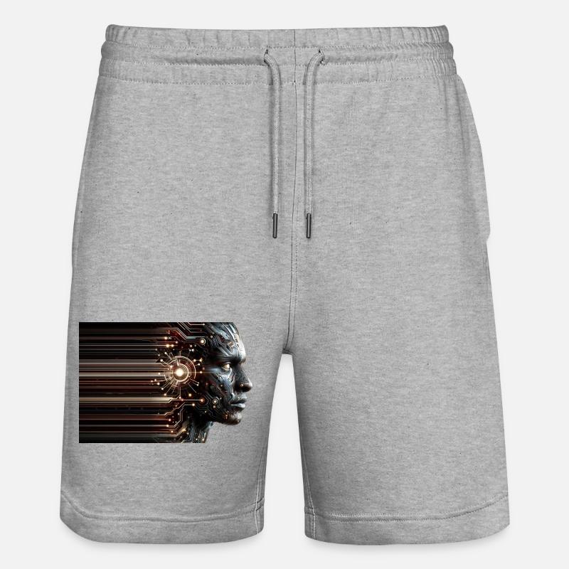 Digitaler Geist Cyborg Design - Stanley/Stella Unisex Bio Joggingshorts Trainer  - Grau meliert