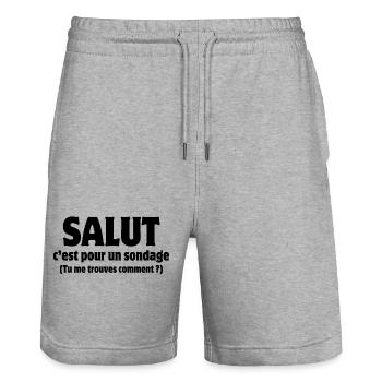 Hi, hello, poll - Stanley/Stella Trainer Unisex Organic Jogging Shorts - heather grey - Front - Nik (191cm) & Marisol (170cm)
