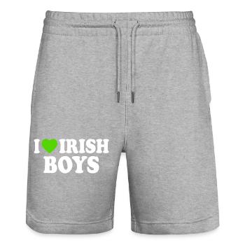I love irish boys - Stanley/Stella Trainer Unisex Organic Jogging Shorts - heather grey - Front - Nik (191cm) & Marisol (170cm)