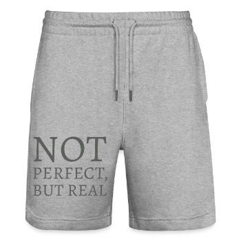 Nicht perfekt, doch real - Stanley/Stella Unisex Bio Joggingshorts Trainer  - Grau meliert - Vorne - Nik (191cm) & Marisol (170cm)