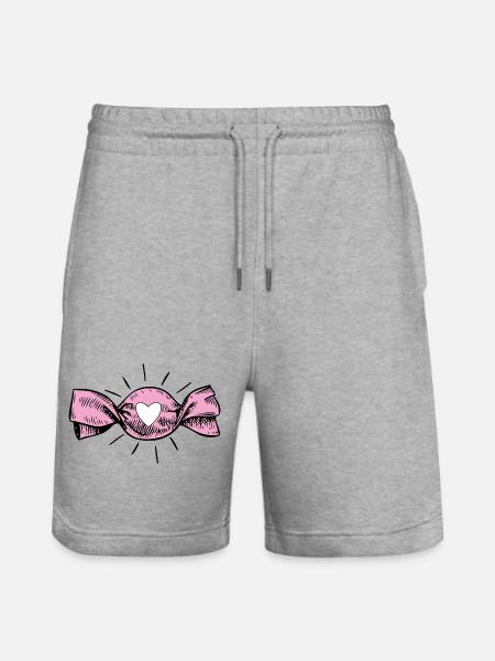 Heart Candy Retro Pop - Stanley/Stella Trainer Unisex Organic Jogging Shorts - heather grey