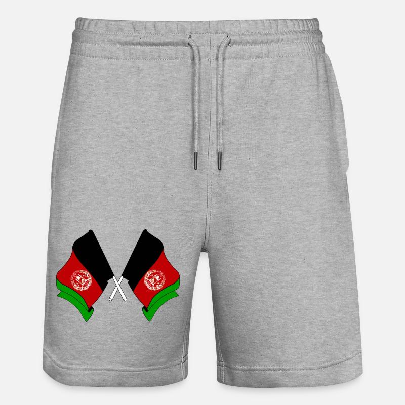 Deux drapeaux croisés de l’Afghanistan - Short de jogging bio TRAINER Stanley/Stella unisexe - gris chiné