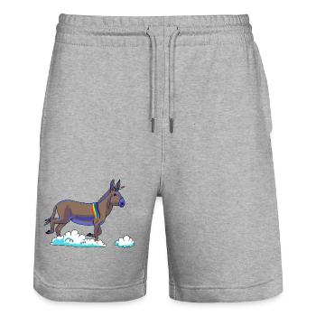 Regenbogen-Einhorn auf Wolken - Stanley/Stella Unisex Bio Joggingshorts Trainer  - Grau meliert - Vorne - Nik (191cm) & Marisol (170cm)