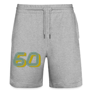 60. 60 JAHRE. 60-JÄHRIGES JUBILÄUM. 60. GEBURTSTAG. - Stanley/Stella Unisex Bio Joggingshorts Trainer  - Grau meliert - Vorne - Nik (191cm) & Marisol (170cm)