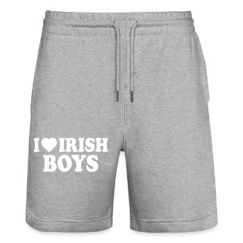 I love irish boys - Stanley/Stella Trainer Unisex Organic Jogging Shorts - heather grey - Front - Nik (191cm) & Marisol (170cm)