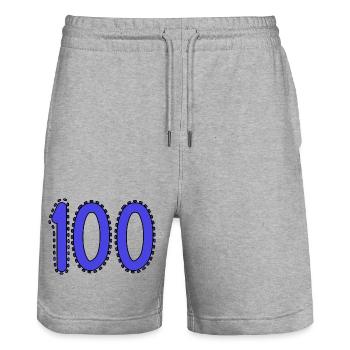 100. 100 YEARS. 100th ANNIVERSARY. BIRTHDAY 100 - Stanley/Stella Trainer Unisex Organic Jogging Shorts - heather grey - Front - Nik (191cm) & Marisol (170cm)