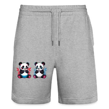 2 Panda Geschwister - Stanley/Stella Unisex Bio Joggingshorts Trainer  - Grau meliert - Vorne - Nik (191cm) & Marisol (170cm)