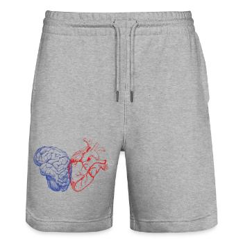 Cerveau et cœur - Short de jogging bio TRAINER Stanley/Stella unisexe - gris chiné - Devant - Nik (191cm) & Marisol (170cm)