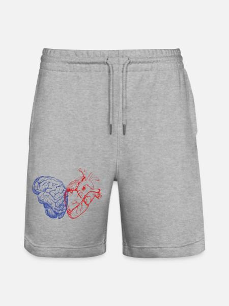 Brain and heart - Stanley/Stella Trainer Unisex Organic Jogging Shorts - heather grey