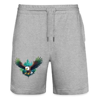 Adler jagt im Wald - Stanley/Stella Unisex Bio Joggingshorts Trainer  - Grau meliert - Vorne - Nik (191cm) & Marisol (170cm)