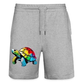Turtle - Stanley/Stella Trainer Unisex Organic Jogging Shorts - heather grey - Front - Nik (191cm) & Marisol (170cm)
