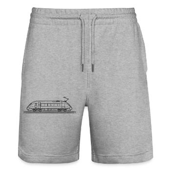 Croquis de train - Short de jogging bio TRAINER Stanley/Stella unisexe - gris chiné - Devant - Nik (191cm) & Marisol (170cm)