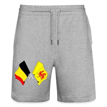 Flag of Belgium, flag Wallonia - Stanley/Stella Trainer Unisex Organic Jogging Shorts - heather grey - Front - Nik (191cm) & Marisol (170cm)