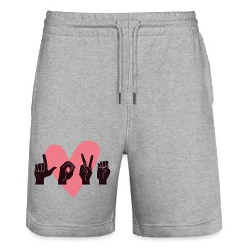 ASL Love IV - Valentinstag - Stanley/Stella Unisex Bio Joggingshorts Trainer  - Grau meliert - Vorne - Nik (191cm) & Marisol (170cm)