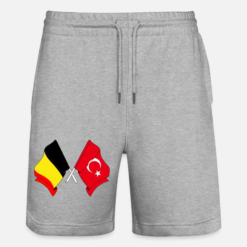 Drapeau Belgique, drapeau Turquie - Short de jogging bio TRAINER Stanley/Stella unisexe - gris chiné