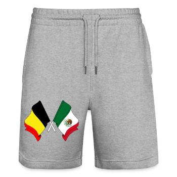Drapeau de la Belgique, drapeau du Mexique - Short de jogging bio TRAINER Stanley/Stella unisexe - gris chiné - Devant - Nik (191cm) & Marisol (170cm)