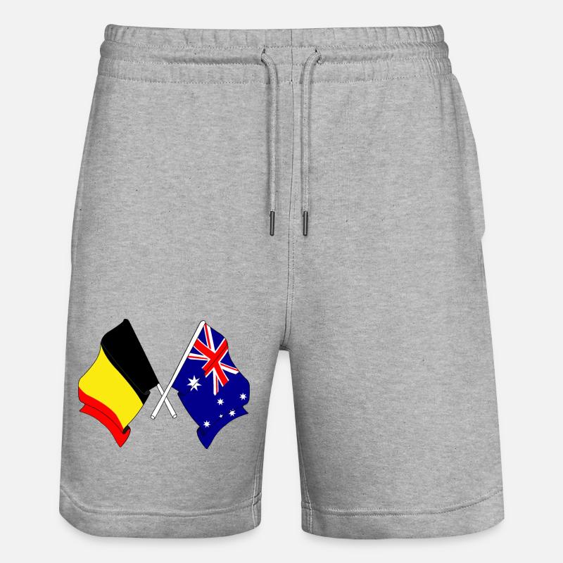Cardio heart Drapeau Belgique, drapeau Australie - Short de jogging bio TRAINER Stanley/Stella unisexe - gris chiné