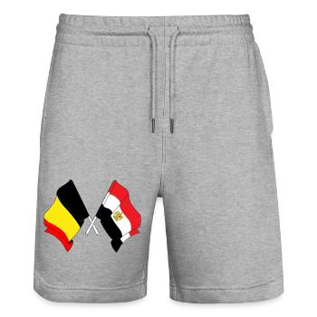 Flag Belgium, flag Egypt - Stanley/Stella Trainer Unisex Organic Jogging Shorts - heather grey - Front - Nik (191cm) & Marisol (170cm)