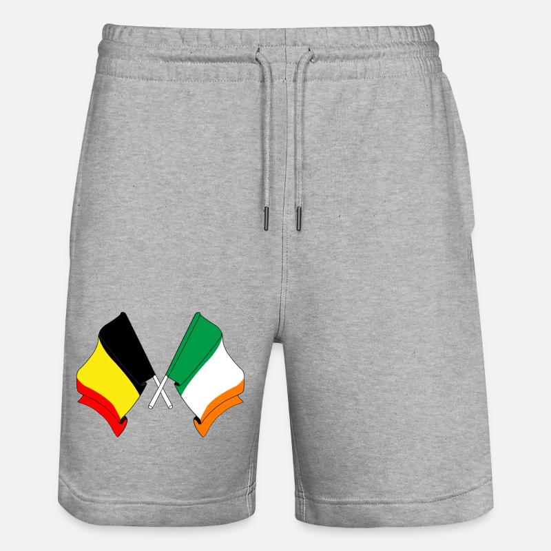Drapeau Belgique, drapeau Irlande - Short de jogging bio TRAINER Stanley/Stella unisexe - gris chiné