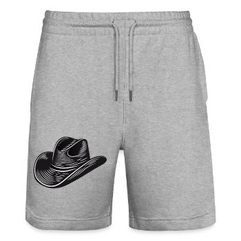 chapeau de cow-boy noir, style d’illustration vectorielle de chapeau western - Short de jogging bio TRAINER Stanley/Stella unisexe - gris chiné - Devant - Nik (191cm) & Marisol (170cm)