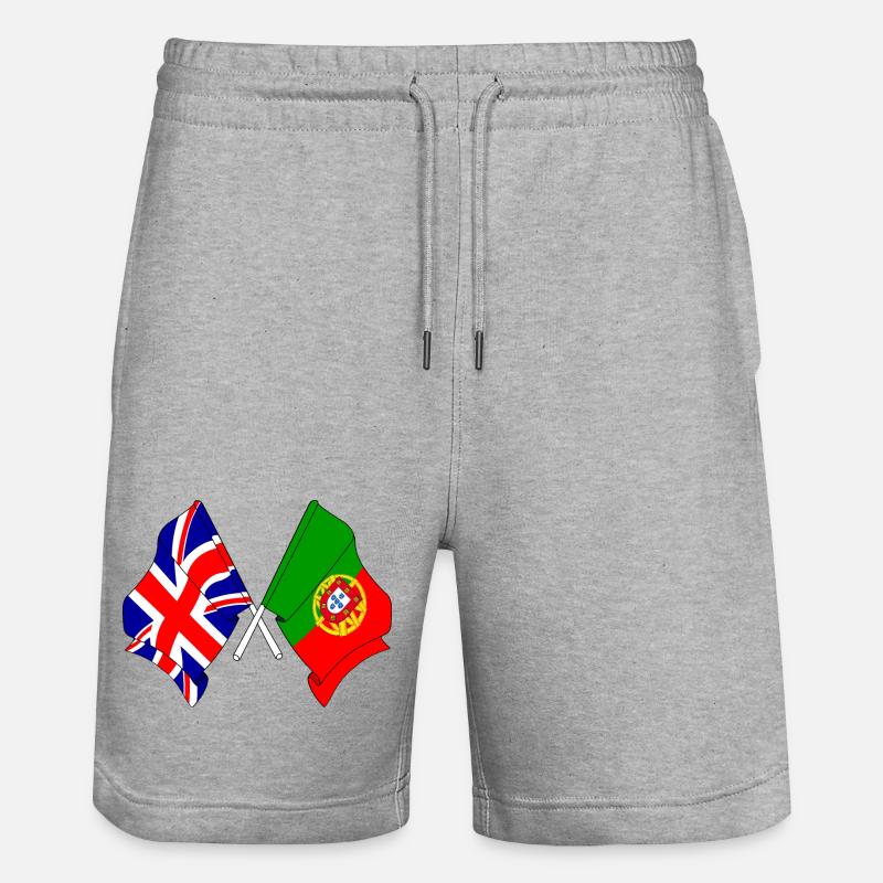 Drapeau Angleterre, drapeau Portugal - Short de jogging bio TRAINER Stanley/Stella unisexe - gris chiné