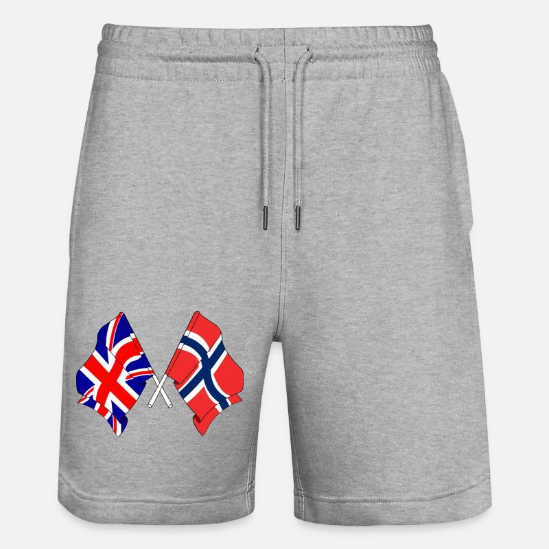 Drapeau Angleterre, drapeau Norvège - Short de jogging bio TRAINER Stanley/Stella unisexe - gris chiné