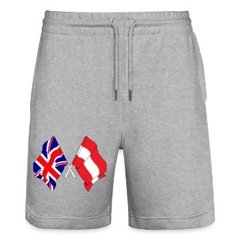 Drapeau de l’Angleterre, drapeau de l’Autriche - Short de jogging bio TRAINER Stanley/Stella unisexe - gris chiné - Devant - Nik (191cm) & Marisol (170cm)