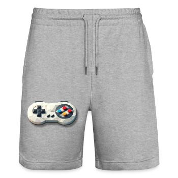 Retro Controller 16 Bit Gaming Nostalgie - Stanley/Stella Unisex Bio Joggingshorts Trainer  - Grau meliert - Vorne - Nik (191cm) & Marisol (170cm)