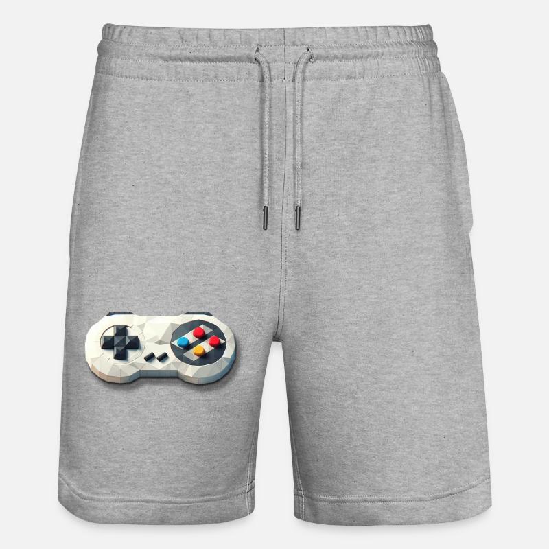 Retro Gaming - 16bit Controller für Videogames - Stanley/Stella Unisex Bio Joggingshorts Trainer  - Grau meliert