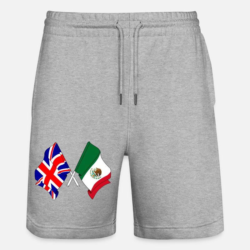 Drapeau de l’Angleterre, drapeau du Mexique - Short de jogging bio TRAINER Stanley/Stella unisexe - gris chiné