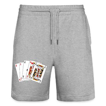 Cartes full house - Short de jogging bio TRAINER Stanley/Stella unisexe - gris chiné - Devant - Nik (191cm) & Marisol (170cm)