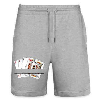 Bannière de texte complet de la maison - Short de jogging bio TRAINER Stanley/Stella unisexe - gris chiné - Devant - Nik (191cm) & Marisol (170cm)